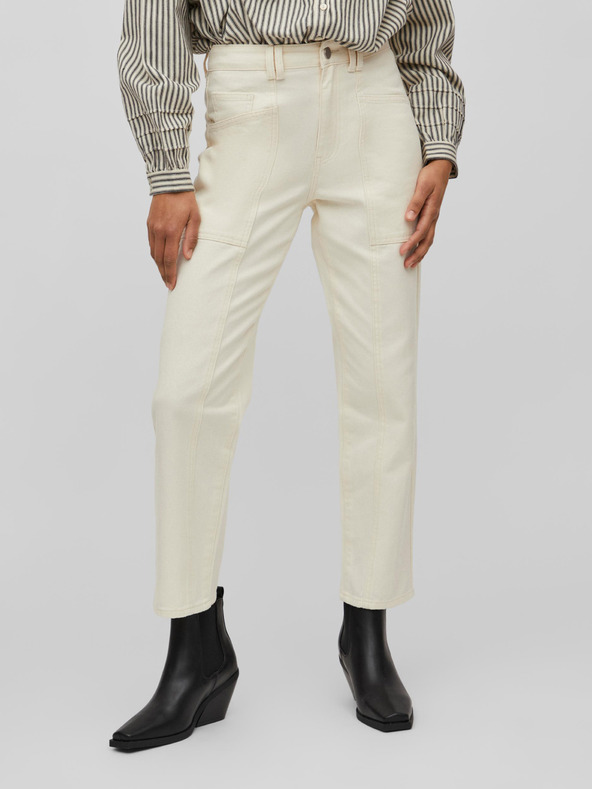 Vila Кремави дамски дънки с права кройка VILA Orys