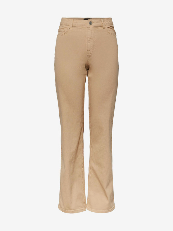 Pieces Бежови дамски дънки с широки крачоли Pieces Peggy