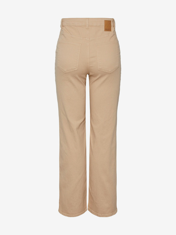Pieces Бежови дамски дънки с широки крачоли Pieces Peggy