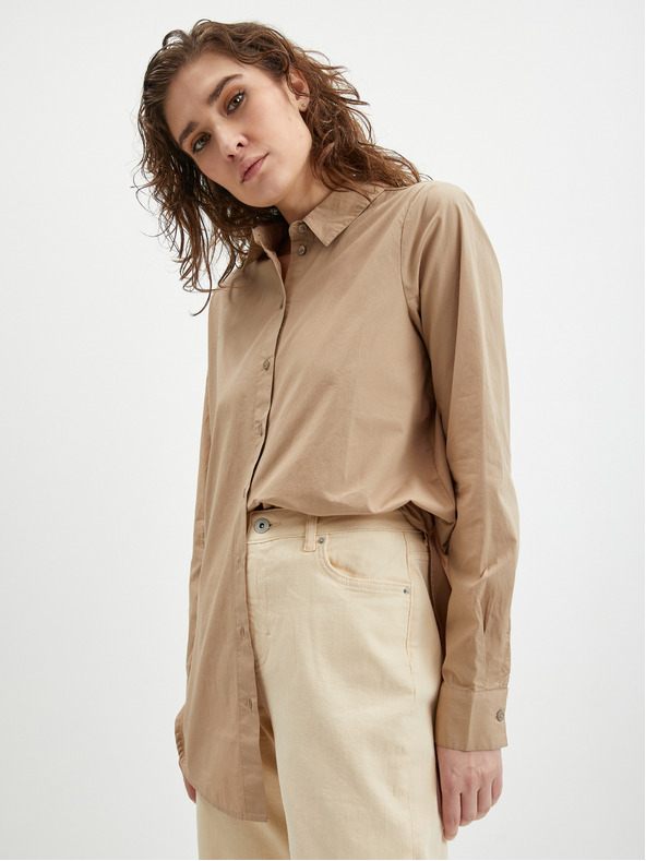 Pieces Кремави дамски дънки с широки крачоли Pieces Holly