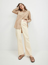 Pieces Кремави дамски дънки с широки крачоли Pieces Holly