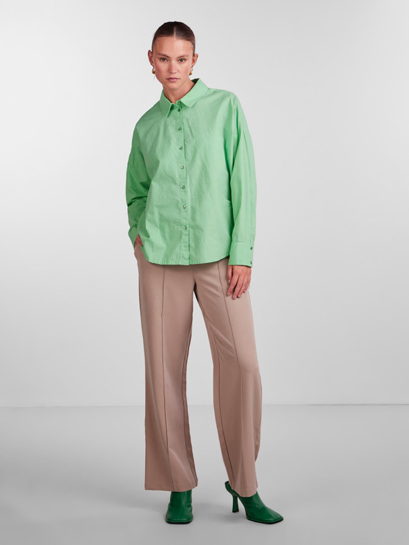 Pieces Светлозелена дамска риза Pieces Tanne