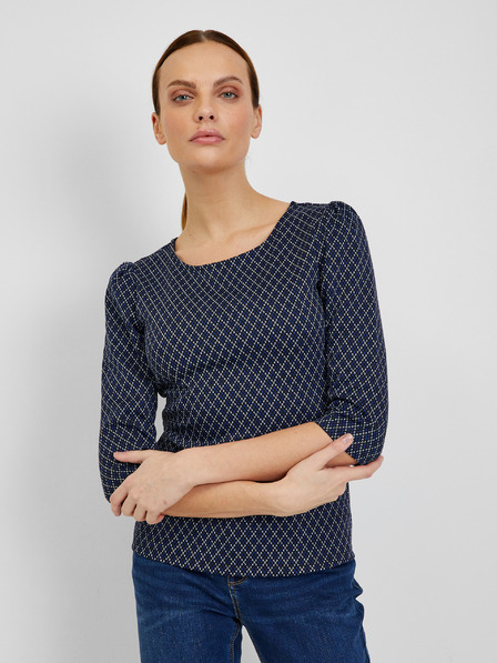 Orsay Тъмносиня дамска тениска с десен ORSAY