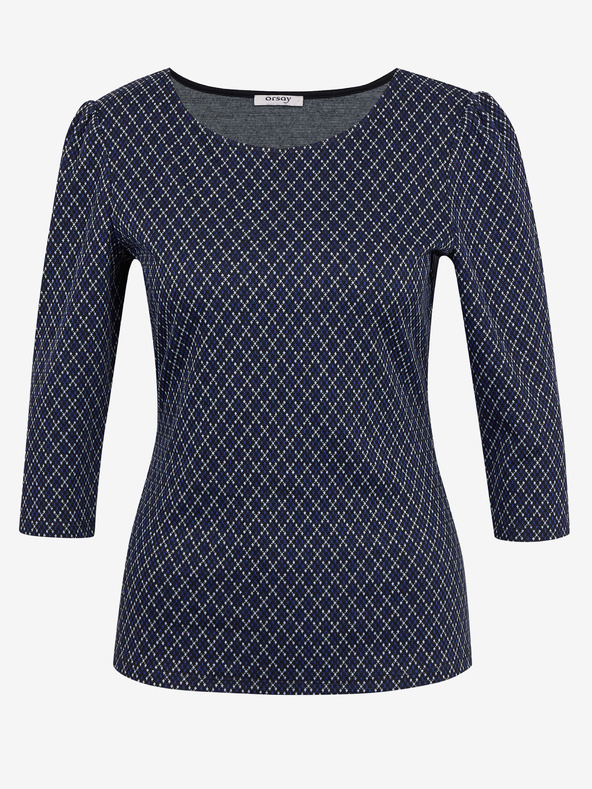 Orsay Тъмносиня дамска тениска с десен ORSAY