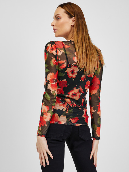 Orsay Червено-черна дамска тениска на цветя ORSAY