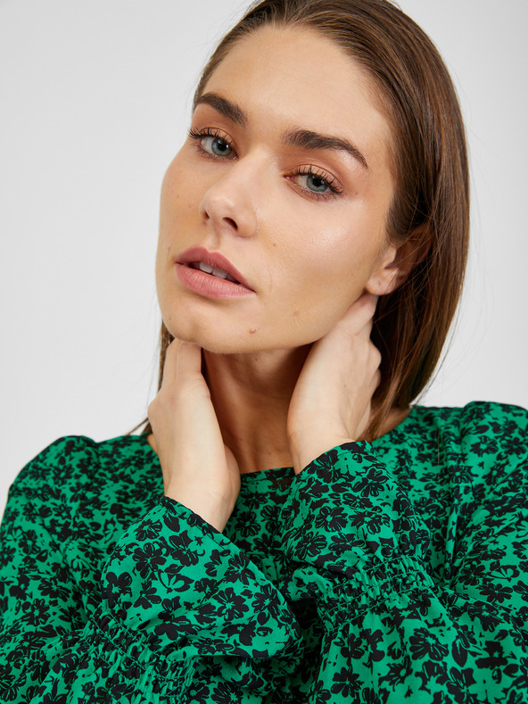 Orsay Черно-зелена дамска блуза на цветя ORSAY