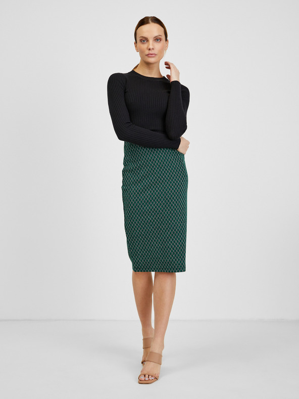 Orsay Тъмнозелена дамска пола с десен ORSAY