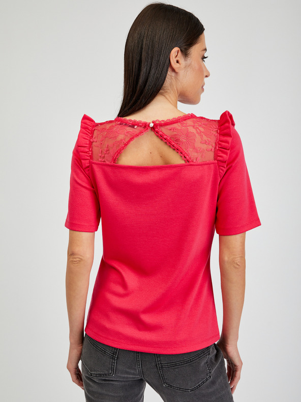 Orsay Тъмнорозова дамска тениска с цепка на гърба ORSAY