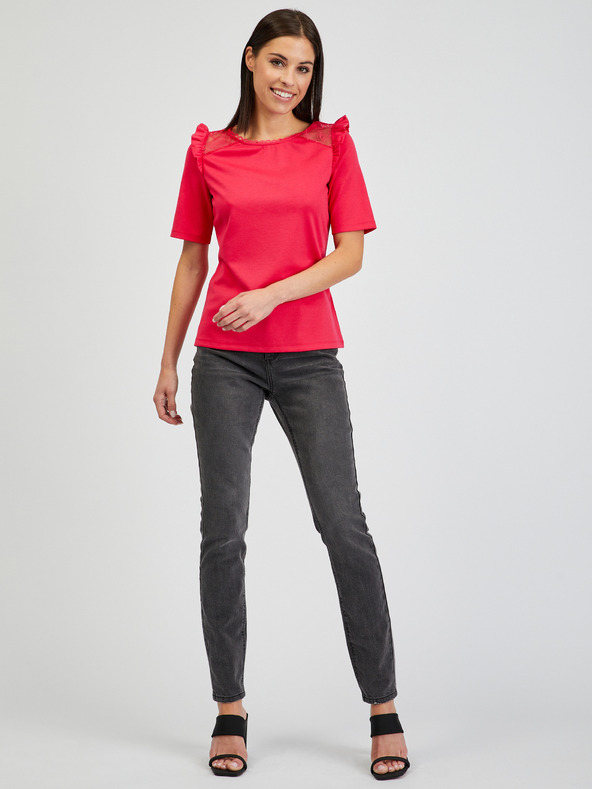 Orsay Тъмнорозова дамска тениска с цепка на гърба ORSAY