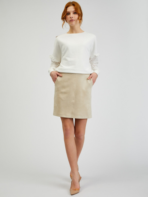 Orsay Бежова дамска пола от велур ORSAY