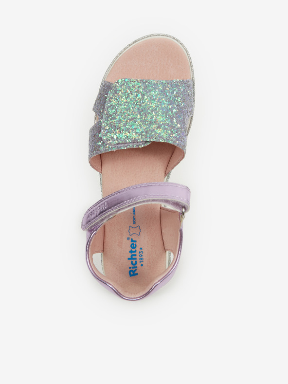 Richter Зелени и лилави момичешки сандали от металик Richter
