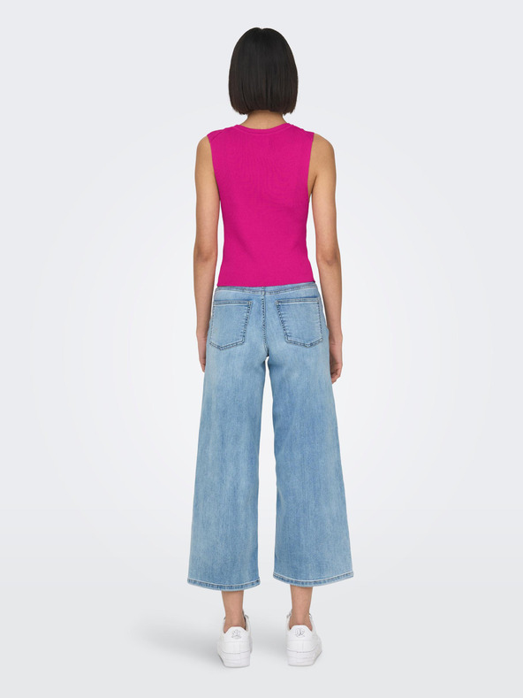 ONLY Тъмнорозов дамски основен топ с ребра ONLY Majli