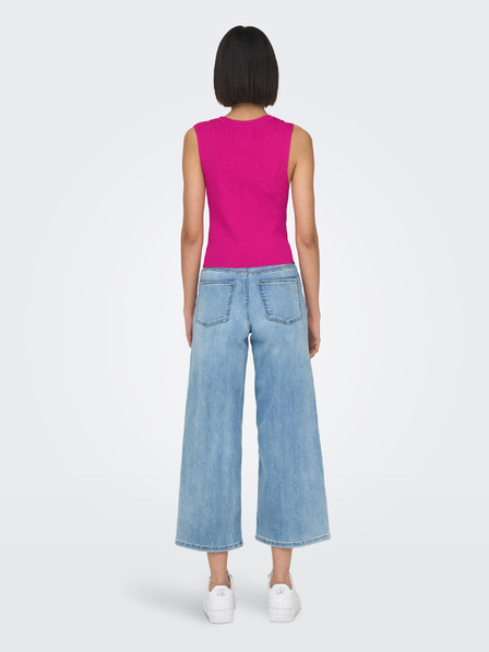 ONLY Тъмнорозов дамски основен топ с ребра ONLY Majli