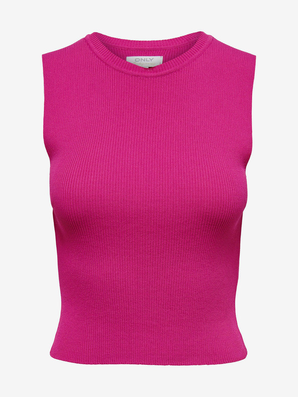 ONLY Тъмнорозов дамски основен топ с ребра ONLY Majli