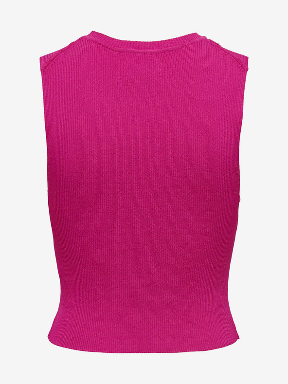 ONLY Тъмнорозов дамски основен топ с ребра ONLY Majli