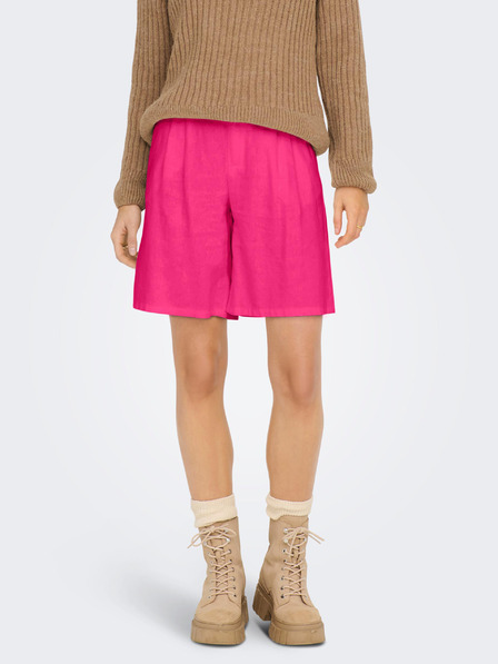 ONLY Тъмнорозови дамски ленени шорти ONLY Caro