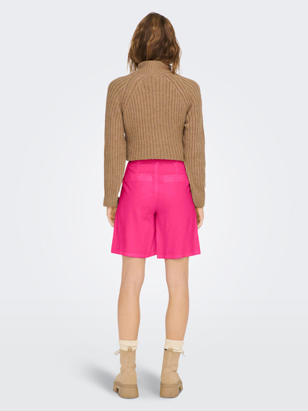 ONLY Тъмнорозови дамски ленени шорти ONLY Caro