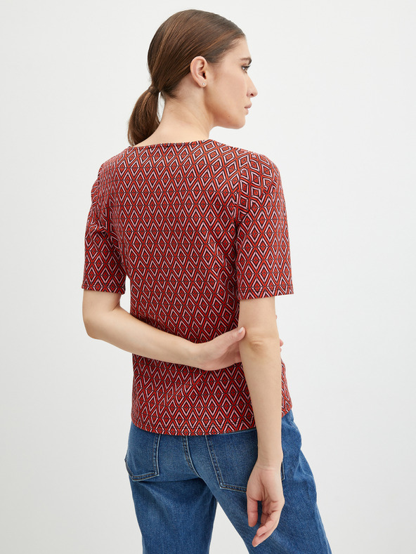 Orsay Червена дамска тениска с десен ORSAY