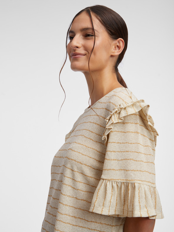 Orsay Бежова дамска тениска на райе ORSAY