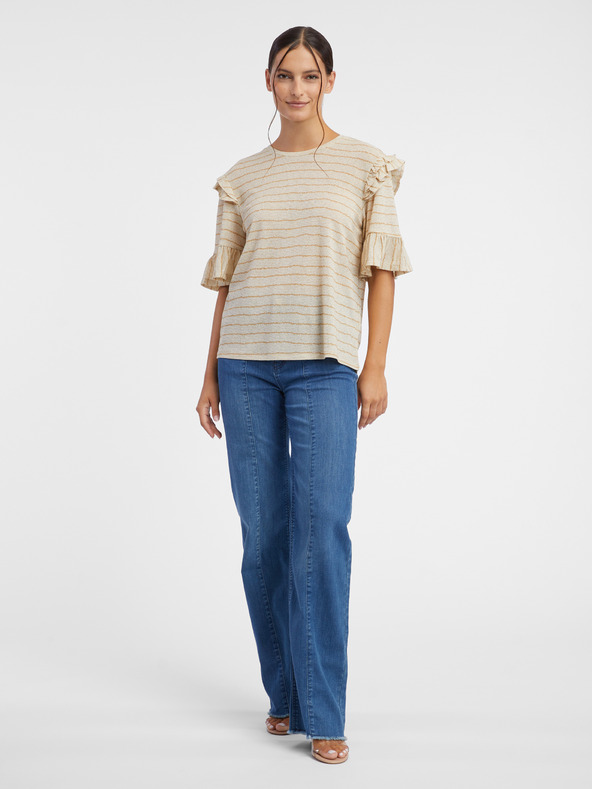 Orsay Бежова дамска тениска на райе ORSAY