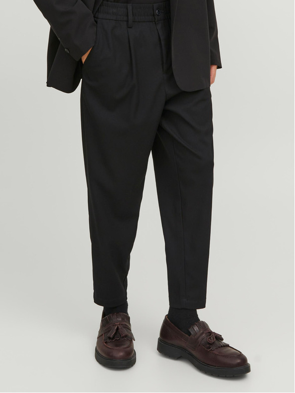 Jack & Jones Черни мъжки панталони Jack & Jones Karl с изрязани крачоли