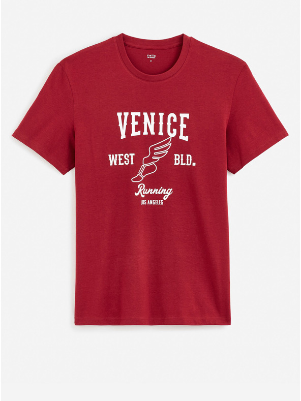 Celio Червена мъжка тениска Celio Feklyn