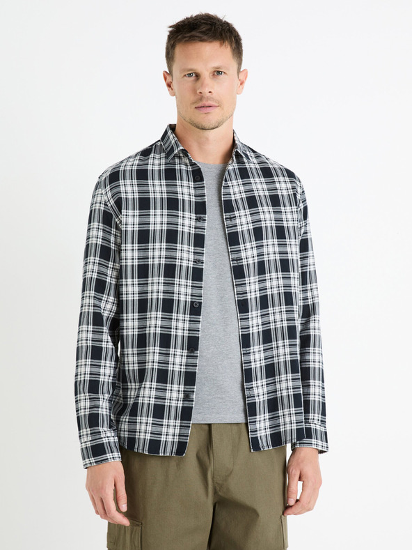 Celio Черна мъжка карирана риза Celio Fadro