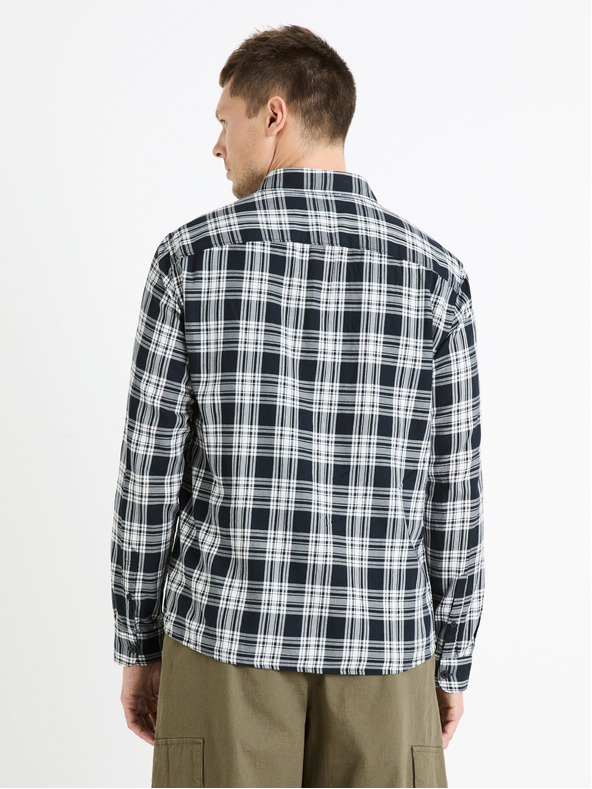 Celio Черна мъжка карирана риза Celio Fadro