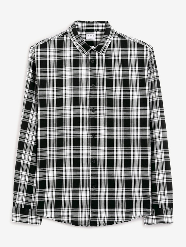 Celio Черна мъжка карирана риза Celio Fadro