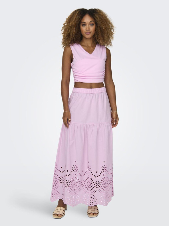 ONLY Светлорозова дамска макси пола ONLY Roxanne