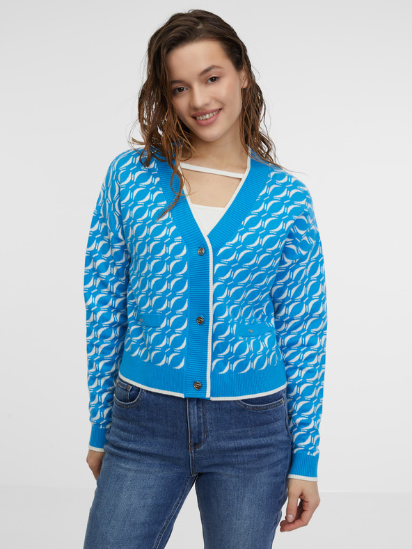 Orsay Синя дамска жилетка с десен ORSAY