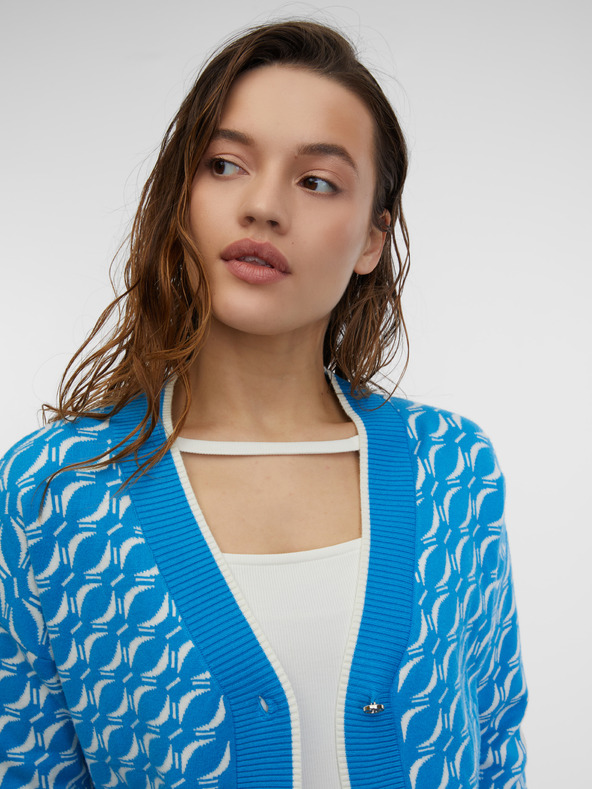 Orsay Синя дамска жилетка с десен ORSAY