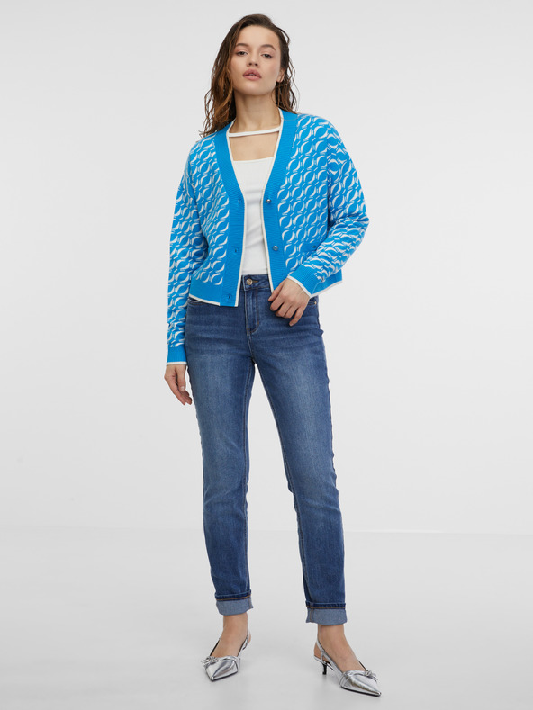 Orsay Синя дамска жилетка с десен ORSAY