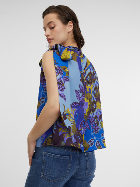 Orsay Синя дамска сатенена блуза с десен ORSAY