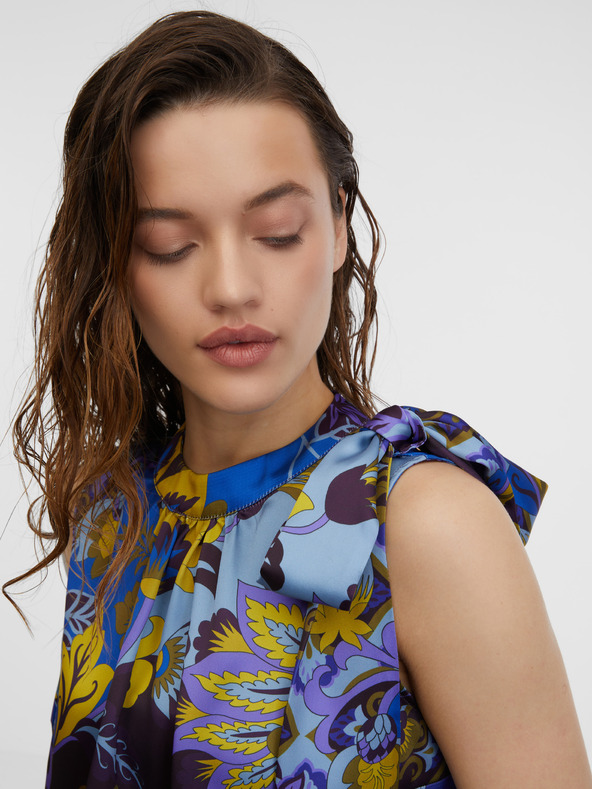 Orsay Синя дамска сатенена блуза с десен ORSAY