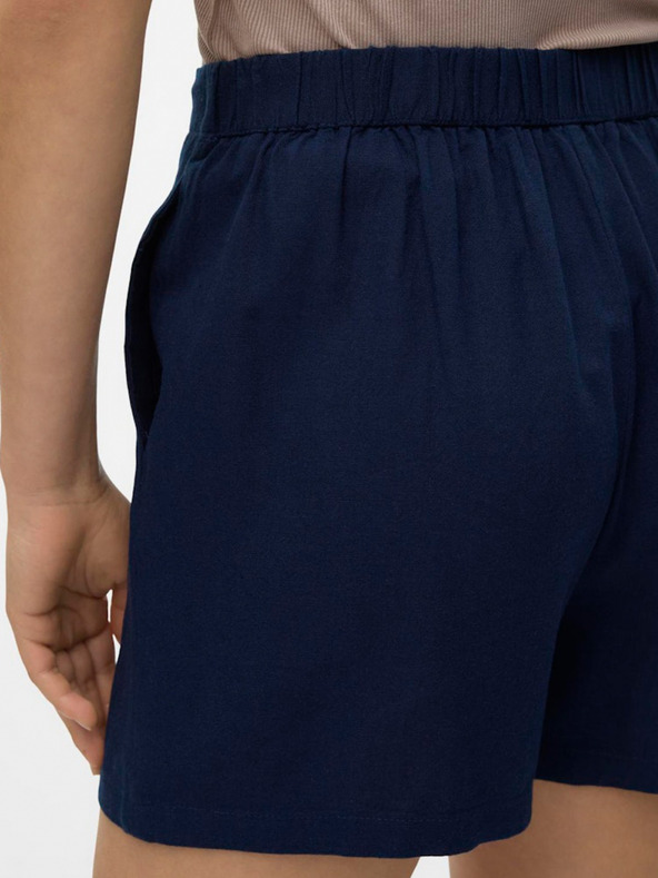 Vero Moda Тъмносини дамски къси панталони от ленена смес Vero Moda Jesmilo