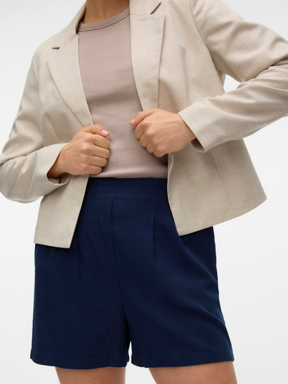 Vero Moda Тъмносини дамски къси панталони от ленена смес Vero Moda Jesmilo