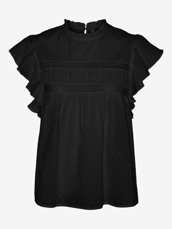 Vero Moda Черна дамска блуза с дантела Vero Moda Trine