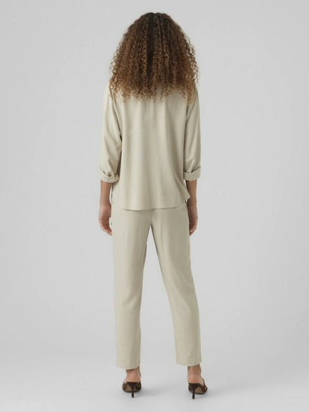 Vero Moda Бежов дамски панталон с лен VERO MODA Jesmilo