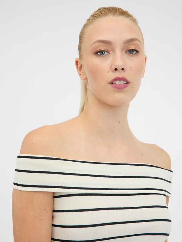 Orsay Бяло-черна дамска тениска с къс ръкав ORSAY