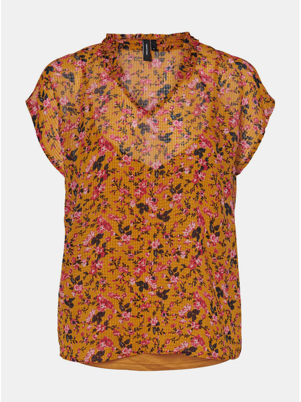 Vero Moda Горчица блуза на цветя VERO MODA Vilde