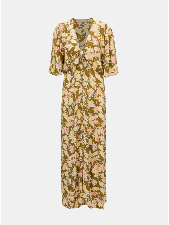 Pieces Макси рокля на цветя в цвят каки Pieces Polly