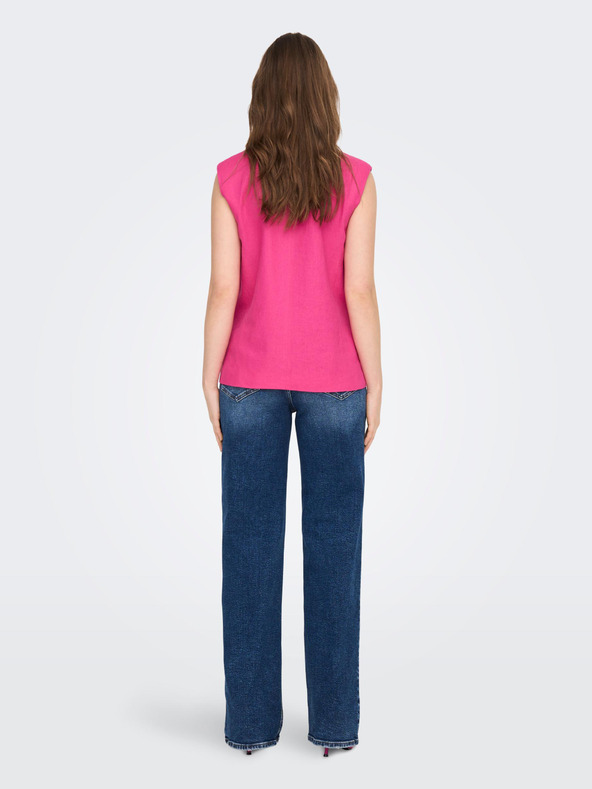 ONLY Тъмнорозова дамска ленена жилетка ONLY Caro