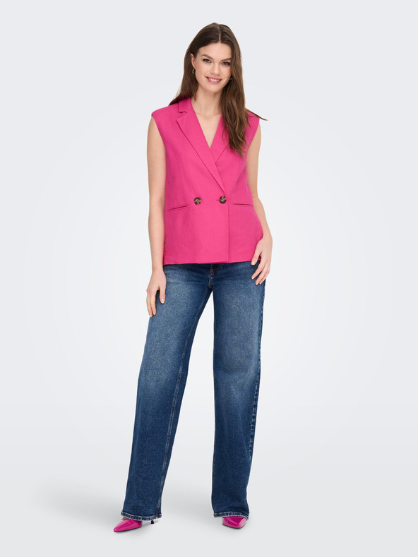 ONLY Тъмнорозова дамска ленена жилетка ONLY Caro