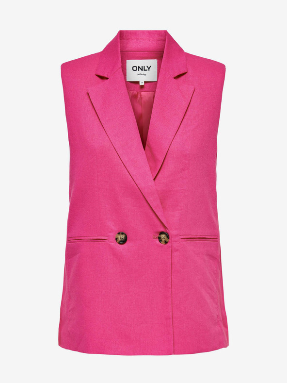 ONLY Тъмнорозова дамска ленена жилетка ONLY Caro