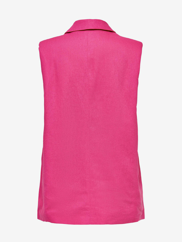 ONLY Тъмнорозова дамска ленена жилетка ONLY Caro