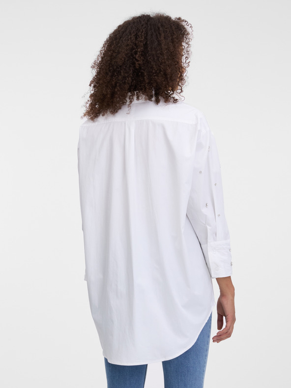 Orsay Бяла дамска риза с камъчета ORSAY