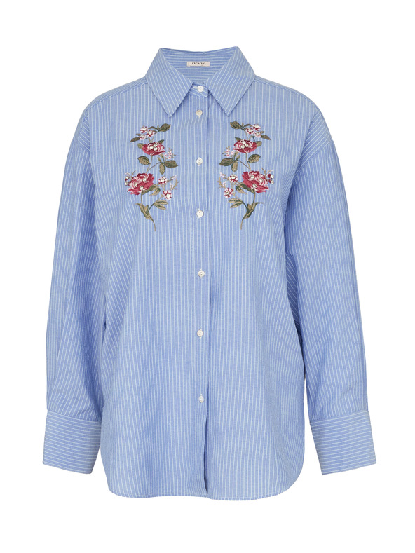 Orsay Светлосиня дамска риза с бродерия ORSAY