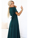 numoco Дълга рокля JENNIFER с цепка - тъмнозелена
