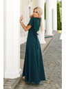 numoco Дълга рокля JENNIFER с цепка - тъмнозелена
